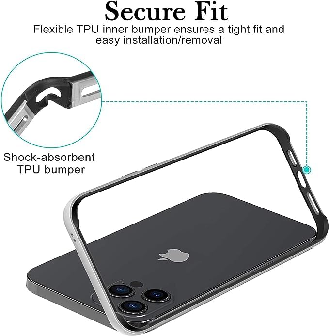 New Aluminum Frame Metal Bumper Frame Slim Hard Case Cover for iPhone17/Pro MAX, Metal Frame with Soft Inner Bumper, Raised Edge Protection (Black, for iPhone17Pro Max)