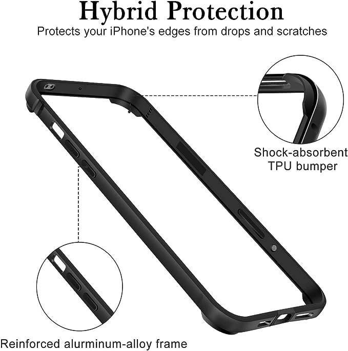 New Aluminum Frame Metal Bumper Frame Slim Hard Case Cover for iPhone17/Pro MAX, Metal Frame with Soft Inner Bumper, Raised Edge Protection (Black, for iPhone17Pro Max)