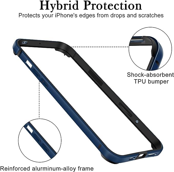 New Aluminum Frame Metal Bumper Frame Slim Hard Case Cover for iPhone17/Pro MAX, Metal Frame with Soft Inner Bumper, Raised Edge Protection (Black, for iPhone17Pro Max)