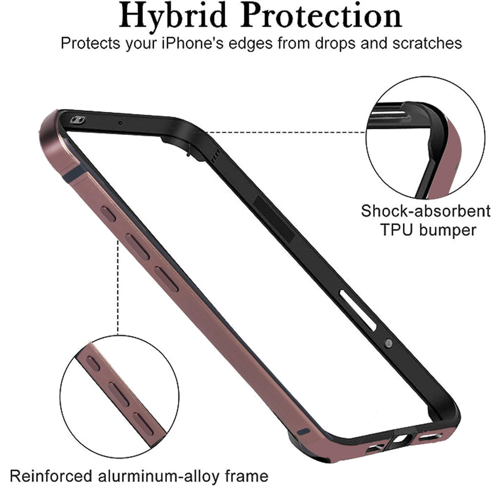 New Aluminum Frame Metal Bumper Frame Slim Hard Case Cover for iPhone17/Pro MAX, Metal Frame with Soft Inner Bumper, Raised Edge Protection (Black, for iPhone17Pro Max)
