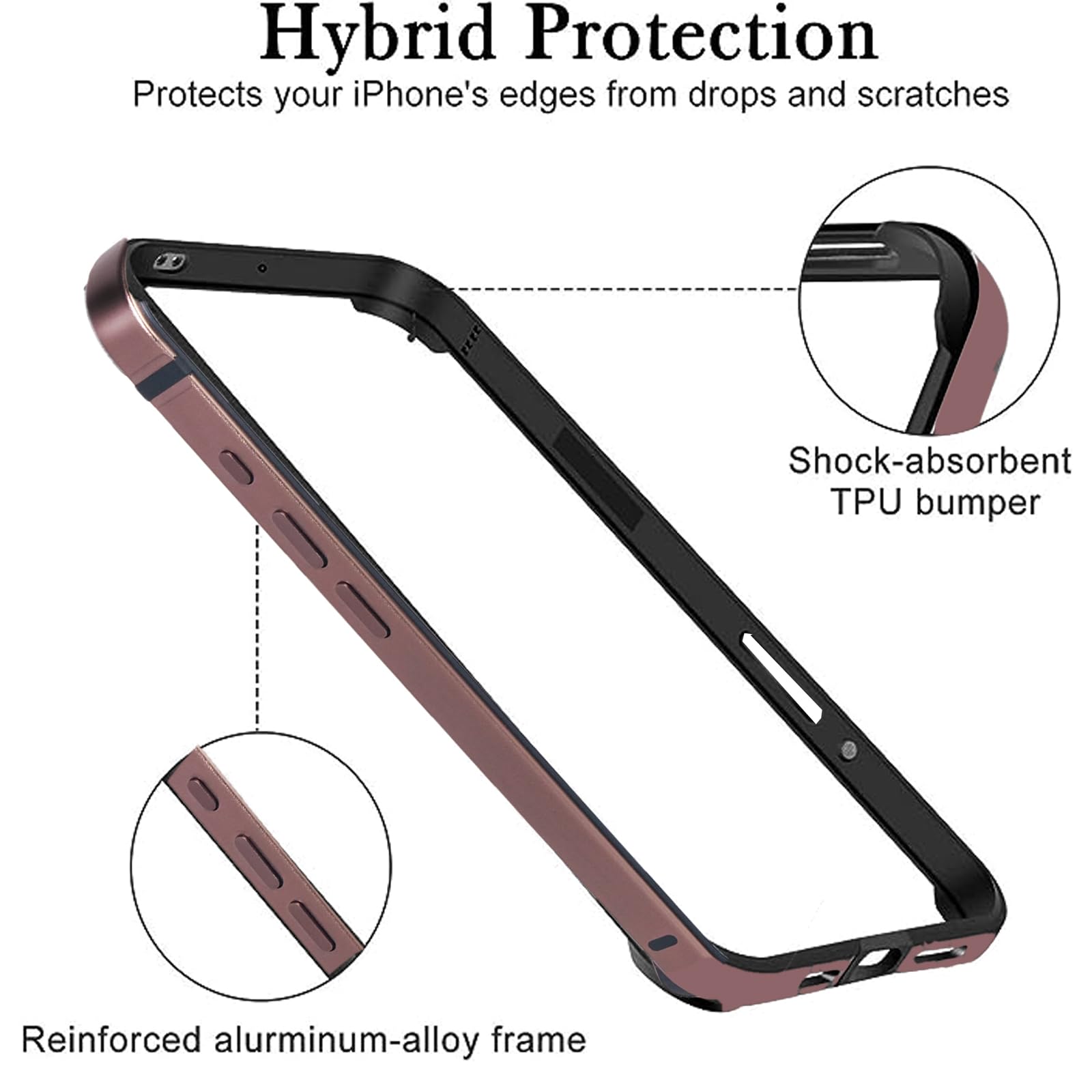 New Aluminum Frame Metal Bumper Frame Slim Hard Case Cover for iPhone17/Pro MAX, Metal Frame with Soft Inner Bumper, Raised Edge Protection (Black, for iPhone17Pro Max)