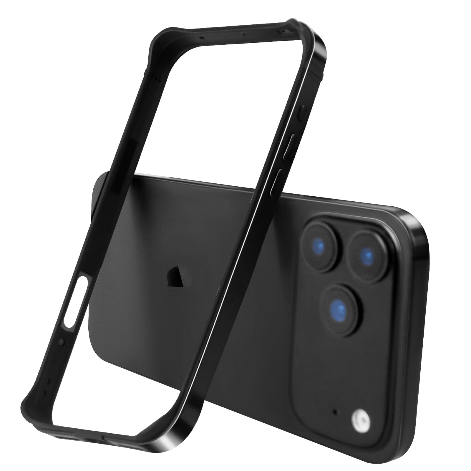 New Aluminum Frame Metal Bumper Frame Slim Hard Case Cover for iPhone17/Pro MAX, Metal Frame with Soft Inner Bumper, Raised Edge Protection (Black, for iPhone17Pro Max)