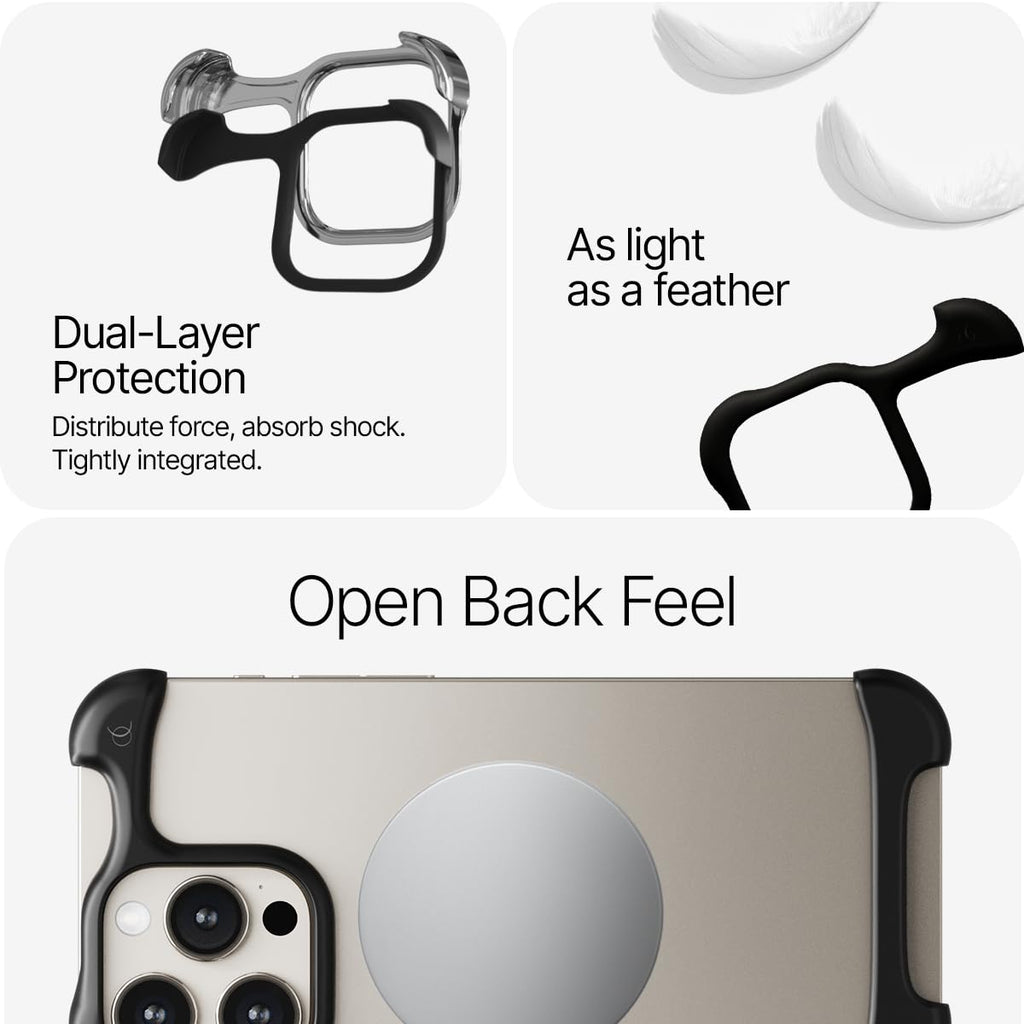 Arc Pulse Compatible with iPhone 16 Pro Max Phone Case (2024), Minimalist Protective Shock Absorption Aerospace Grade Aluminum Shells + Elastomer Inlays Easy Fit 6.9 inch (Aluminum Matte Black)