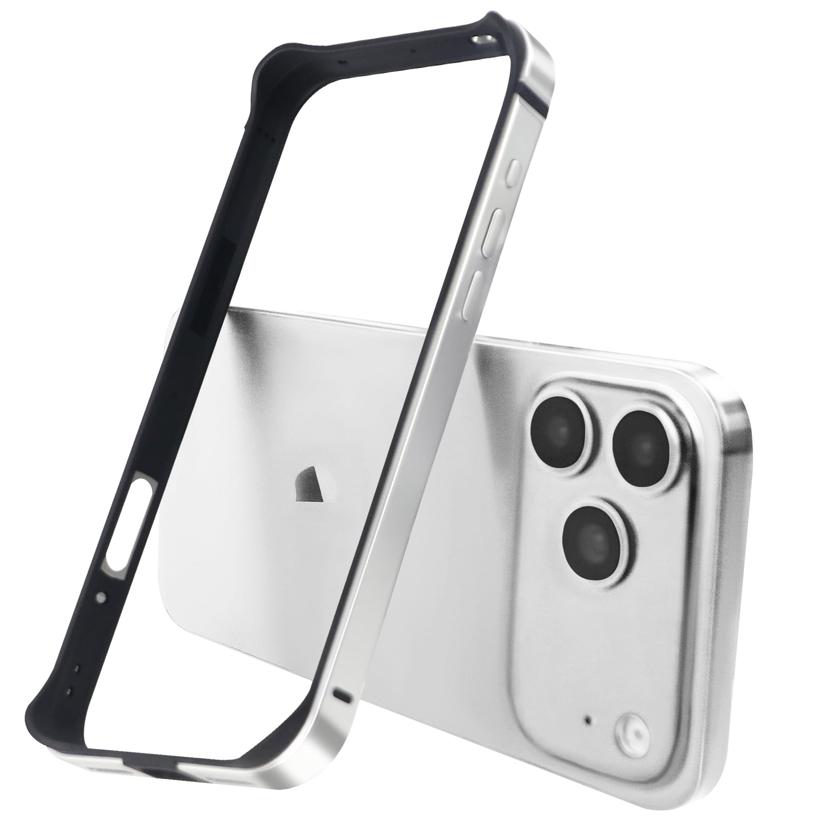 New Aluminum Frame Metal Bumper Frame Slim Hard Case Cover for iPhone17/Pro MAX, Metal Frame with Soft Inner Bumper, Raised Edge Protection (Black, for iPhone17Pro Max)