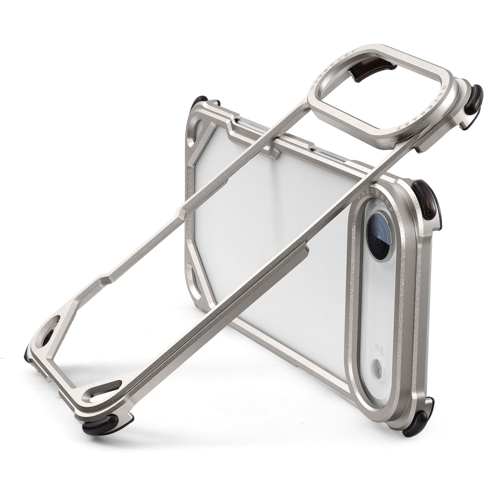 OATSBASF for iPhone 17 Pro Max Bumper Case, No Back Design, Aluminum Frame Slim Fit, Compatible with MagSafe, 4 Corner Shockproof Protection, Natural Titanium