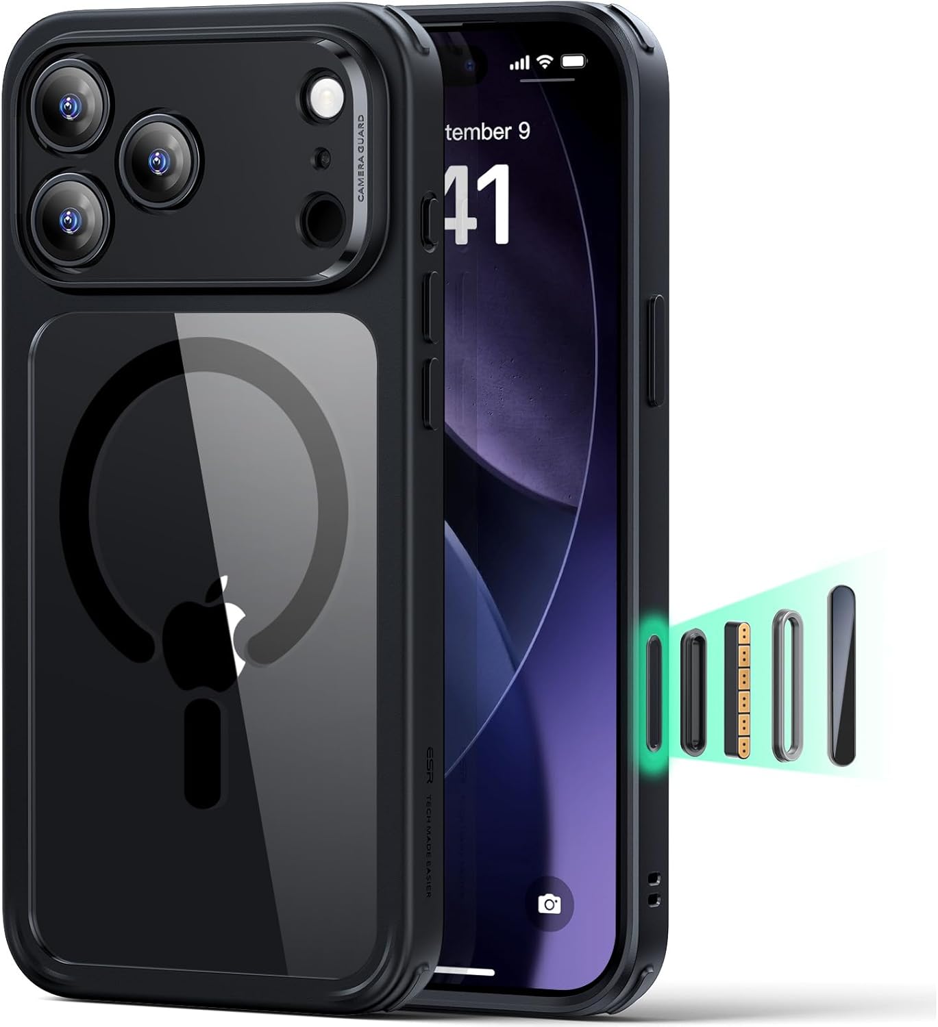 ESR for iPhone 17 Pro Max Case, Camera Control, Compatible with MagSafe, Shockproof Military-Grade Protection, Magnetic Phone Case for iPhone 17 Pro Max, Classic Hybrid Case, Clear