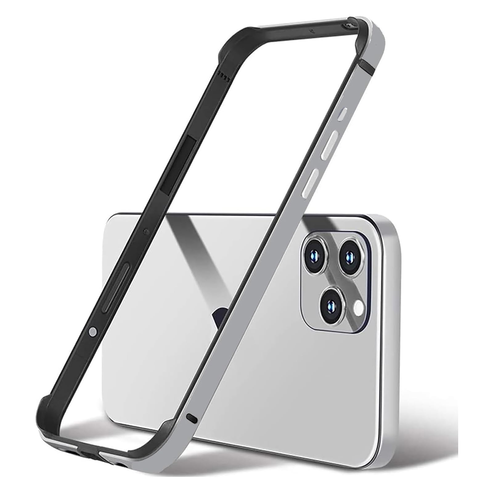 New Aluminum Frame Metal Bumper Frame Slim Hard Case Cover for iPhone17/Pro MAX, Metal Frame with Soft Inner Bumper, Raised Edge Protection (Black, for iPhone17Pro Max)