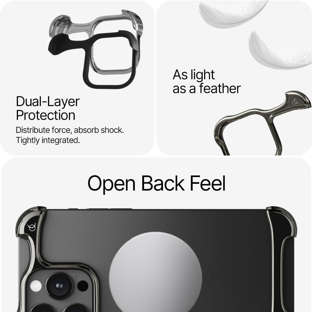Arc Pulse Compatible with iPhone 16 Pro Max Phone Case (2024), Minimalist Protective Shock Absorption Aerospace Grade Aluminum Shells + Elastomer Inlays Easy Fit 6.9 inch (Aluminum Matte Black)