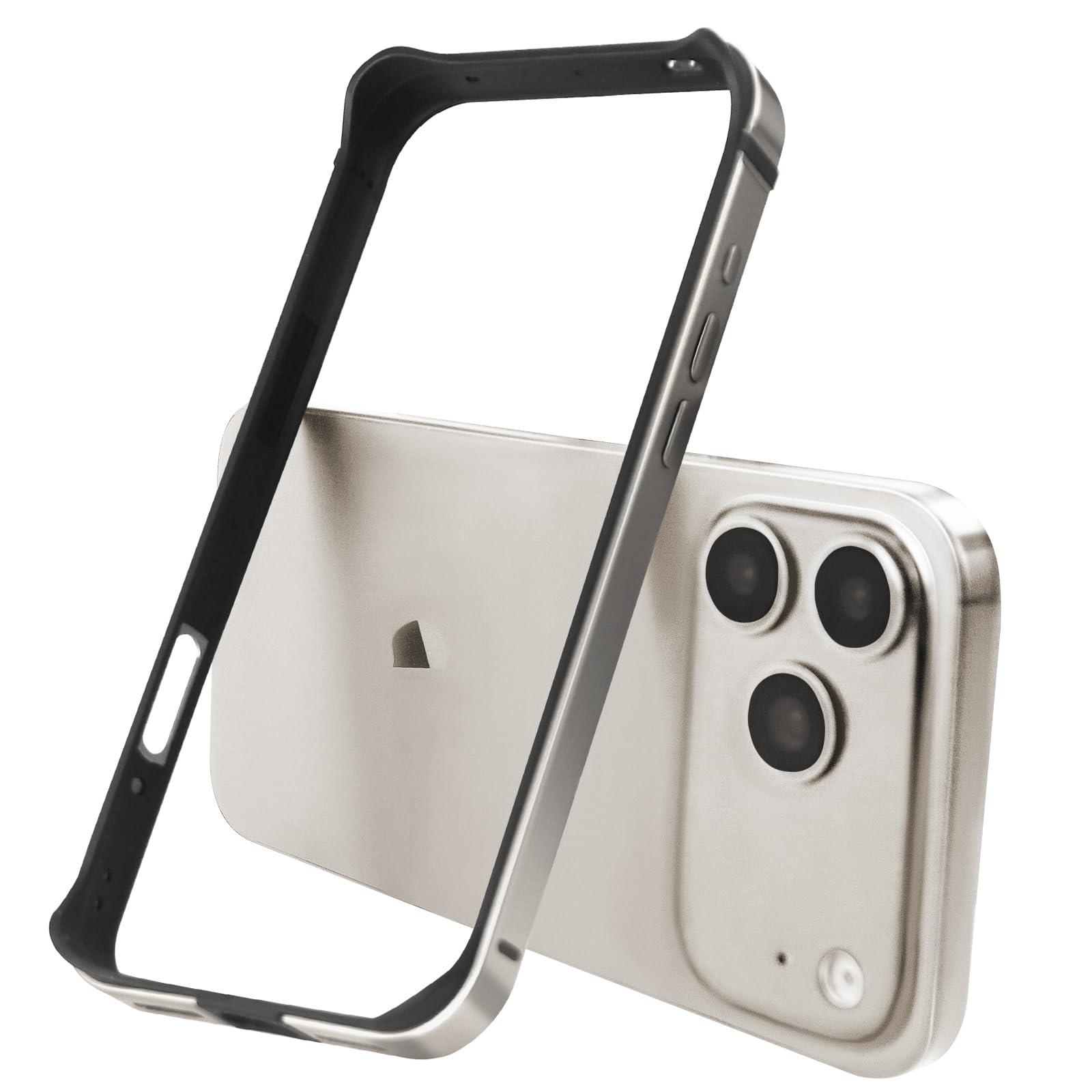 New Aluminum Frame Metal Bumper Frame Slim Hard Case Cover for iPhone17/Pro MAX, Metal Frame with Soft Inner Bumper, Raised Edge Protection (Black, for iPhone17Pro Max)