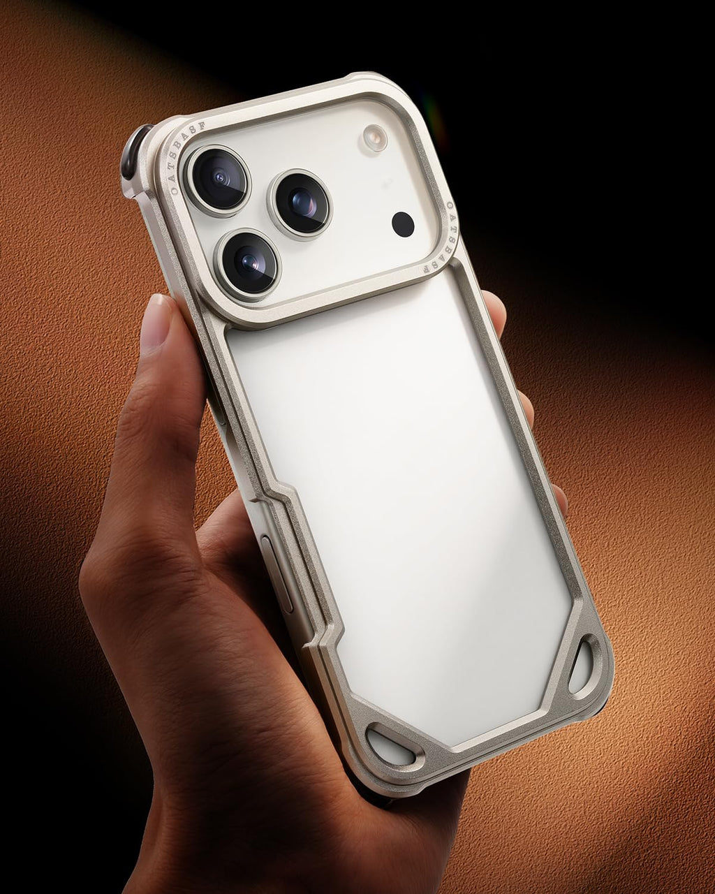 OATSBASF for iPhone 17 Pro Max Bumper Case, No Back Design, Aluminum Frame Slim Fit, Compatible with MagSafe, 4 Corner Shockproof Protection, Natural Titanium