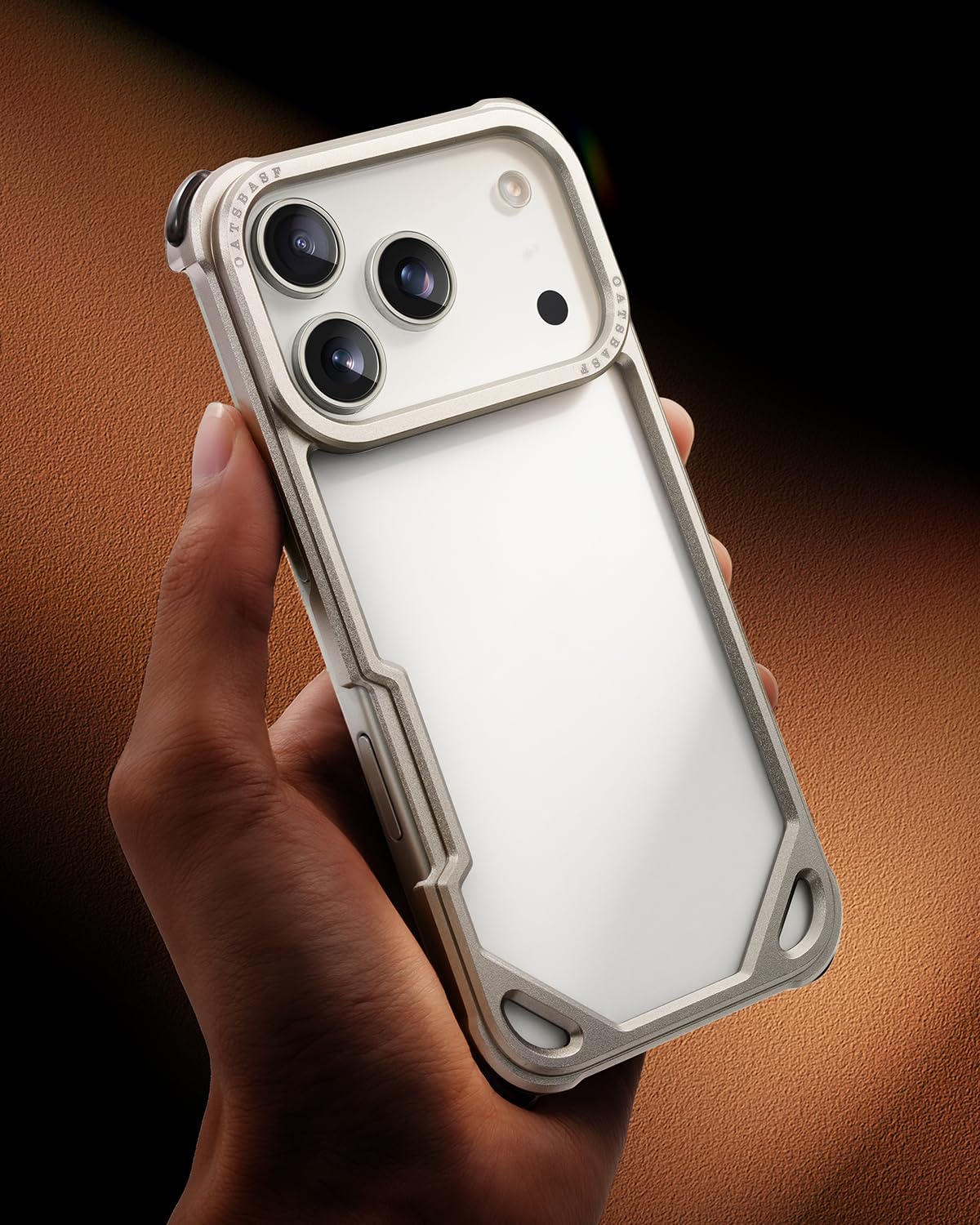 OATSBASF for iPhone 17 Pro Max Bumper Case, No Back Design, Aluminum Frame Slim Fit, Compatible with MagSafe, 4 Corner Shockproof Protection, Natural Titanium