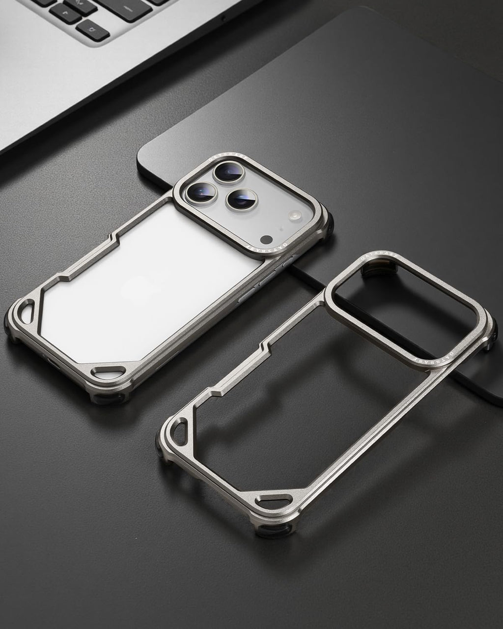 OATSBASF for iPhone 17 Pro Max Bumper Case, No Back Design, Aluminum Frame Slim Fit, Compatible with MagSafe, 4 Corner Shockproof Protection, Natural Titanium