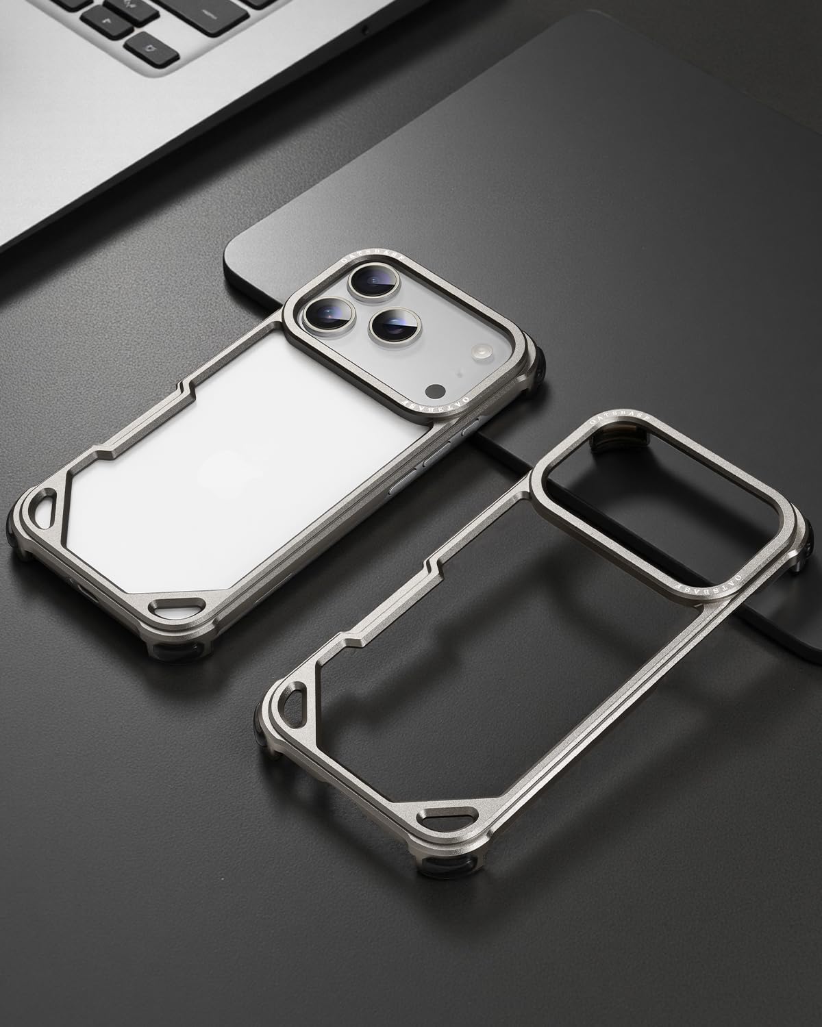 OATSBASF for iPhone 17 Pro Max Bumper Case, No Back Design, Aluminum Frame Slim Fit, Compatible with MagSafe, 4 Corner Shockproof Protection, Natural Titanium