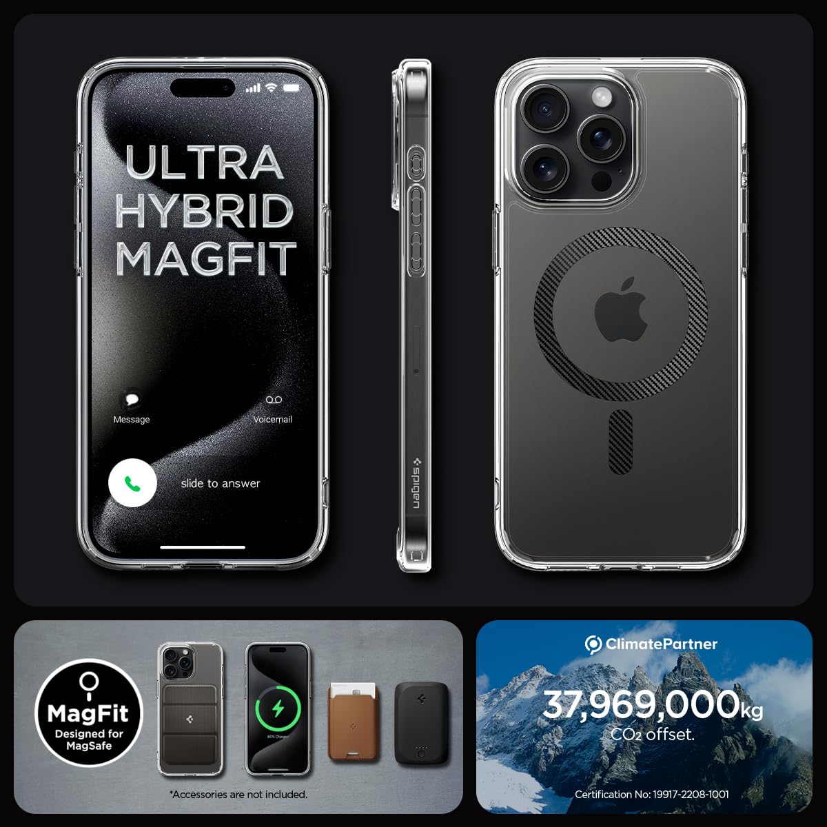 Spigen for iPhone 17 Pro Max Case, Ultra Hybrid MagFit [TPU Covered Camera Control] [Anti-Yellowing] [Compatible with Magsafe] - Clear