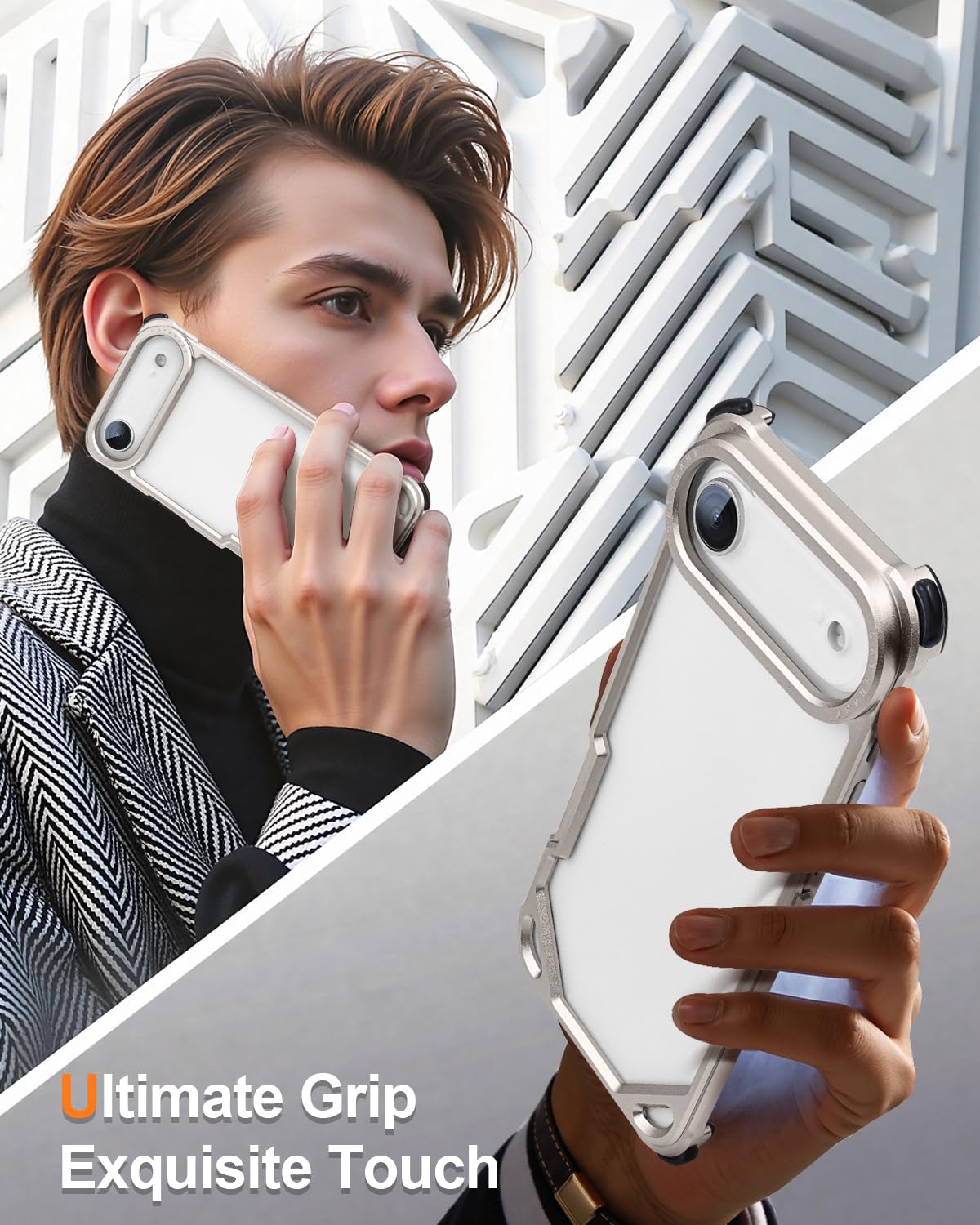 OATSBASF for iPhone 17 Pro Max Bumper Case, No Back Design, Aluminum Frame Slim Fit, Compatible with MagSafe, 4 Corner Shockproof Protection, Natural Titanium