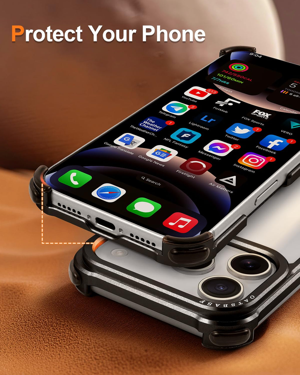 OATSBASF for iPhone 17 Pro Max Bumper Case, No Back Design, Aluminum Frame Slim Fit, Compatible with MagSafe, 4 Corner Shockproof Protection, Natural Titanium