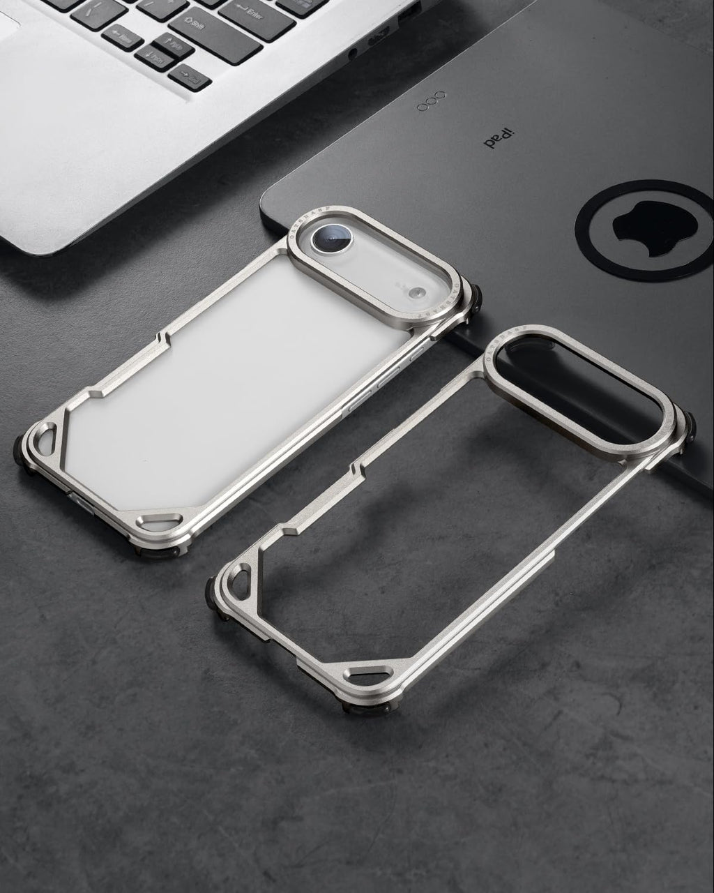 OATSBASF for iPhone 17 Pro Max Bumper Case, No Back Design, Aluminum Frame Slim Fit, Compatible with MagSafe, 4 Corner Shockproof Protection, Natural Titanium