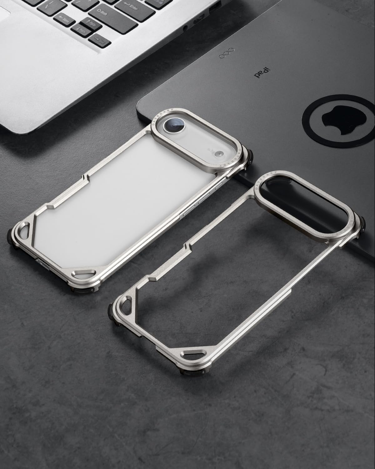 OATSBASF for iPhone 17 Pro Max Bumper Case, No Back Design, Aluminum Frame Slim Fit, Compatible with MagSafe, 4 Corner Shockproof Protection, Natural Titanium