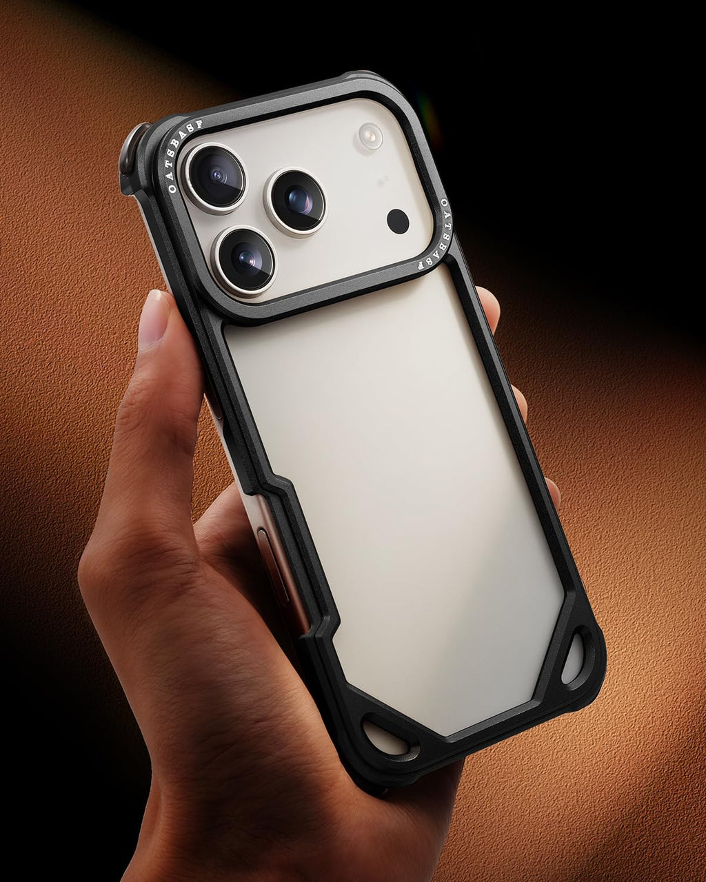 OATSBASF for iPhone 17 Pro Max Bumper Case, No Back Design, Aluminum Frame Slim Fit, Compatible with MagSafe, 4 Corner Shockproof Protection, Natural Titanium