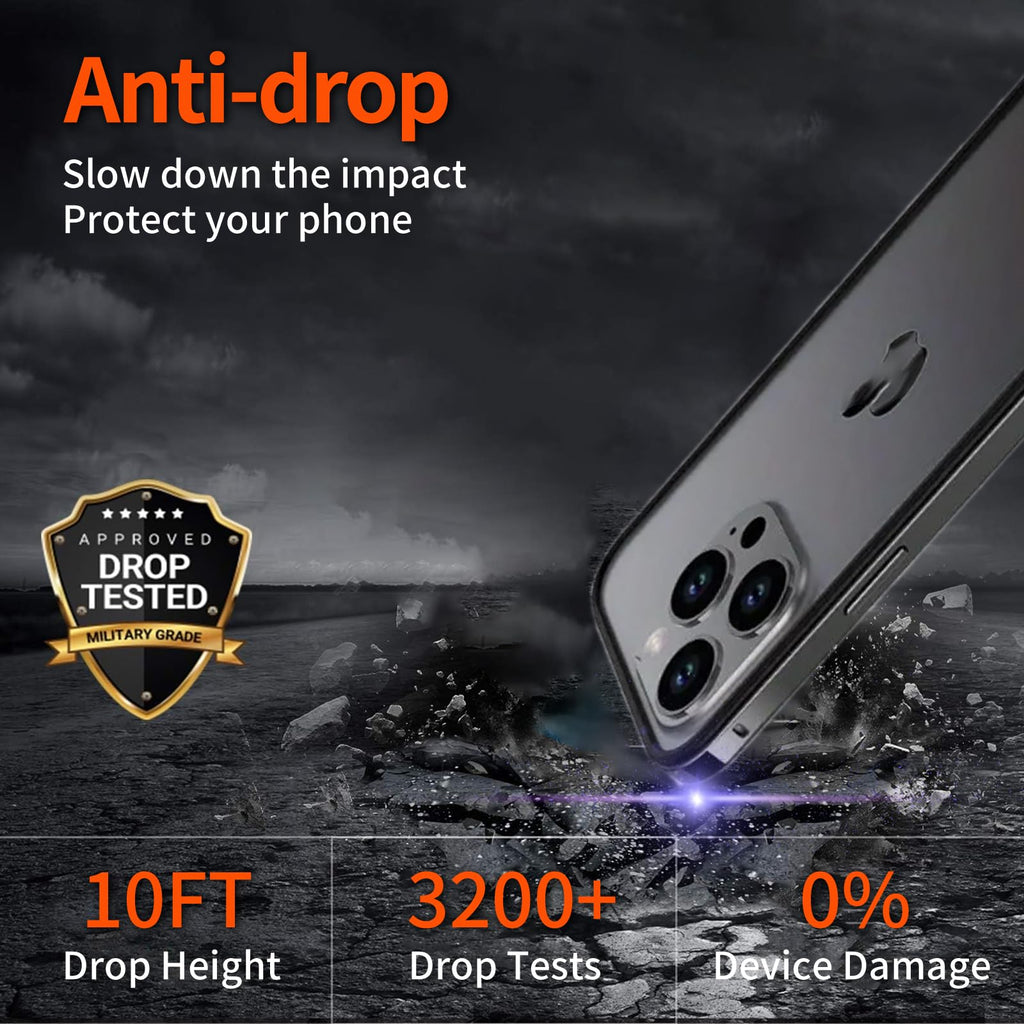 New Aluminum Frame Metal Bumper Frame Slim Hard Case Cover for iPhone17/Pro MAX, Metal Frame with Soft Inner Bumper, Raised Edge Protection (Black, for iPhone17Pro Max)