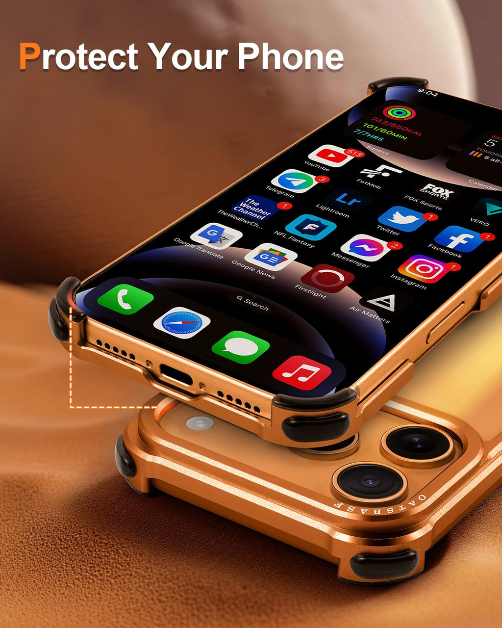 OATSBASF for iPhone 17 Pro Max Bumper Case, No Back Design, Aluminum Frame Slim Fit, Compatible with MagSafe, 4 Corner Shockproof Protection, Natural Titanium