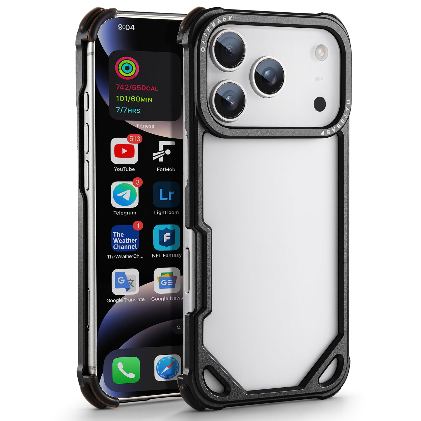 OATSBASF for iPhone 17 Pro Max Bumper Case, No Back Design, Aluminum Frame Slim Fit, Compatible with MagSafe, 4 Corner Shockproof Protection, Natural Titanium