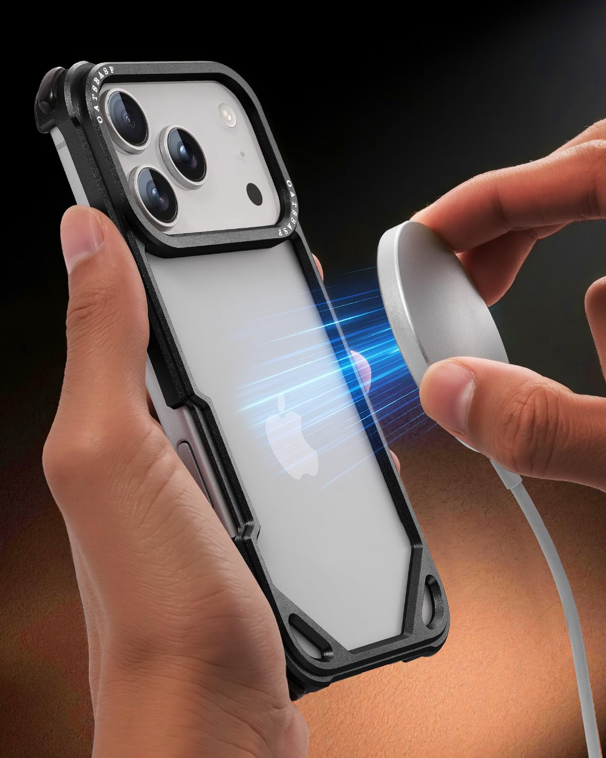 OATSBASF for iPhone 17 Pro Max Bumper Case, No Back Design, Aluminum Frame Slim Fit, Compatible with MagSafe, 4 Corner Shockproof Protection, Natural Titanium