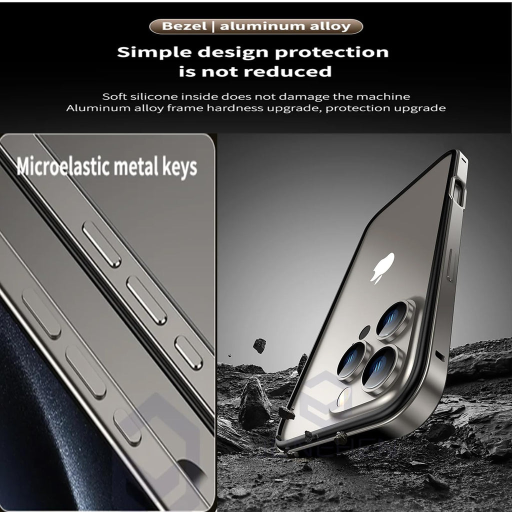 New Aluminum Frame Metal Bumper Frame Slim Hard Case Cover for iPhone17/Pro MAX, Metal Frame with Soft Inner Bumper, Raised Edge Protection (Black, for iPhone17Pro Max)
