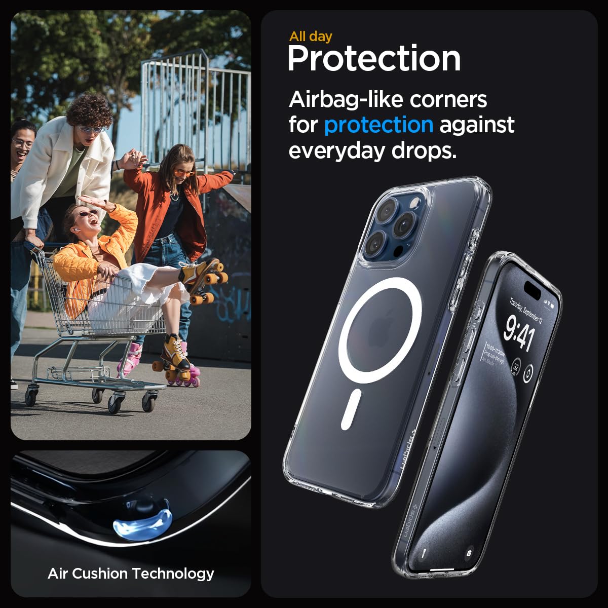 Spigen for iPhone 17 Pro Max Case, Ultra Hybrid MagFit [TPU Covered Camera Control] [Anti-Yellowing] [Compatible with Magsafe] - Clear