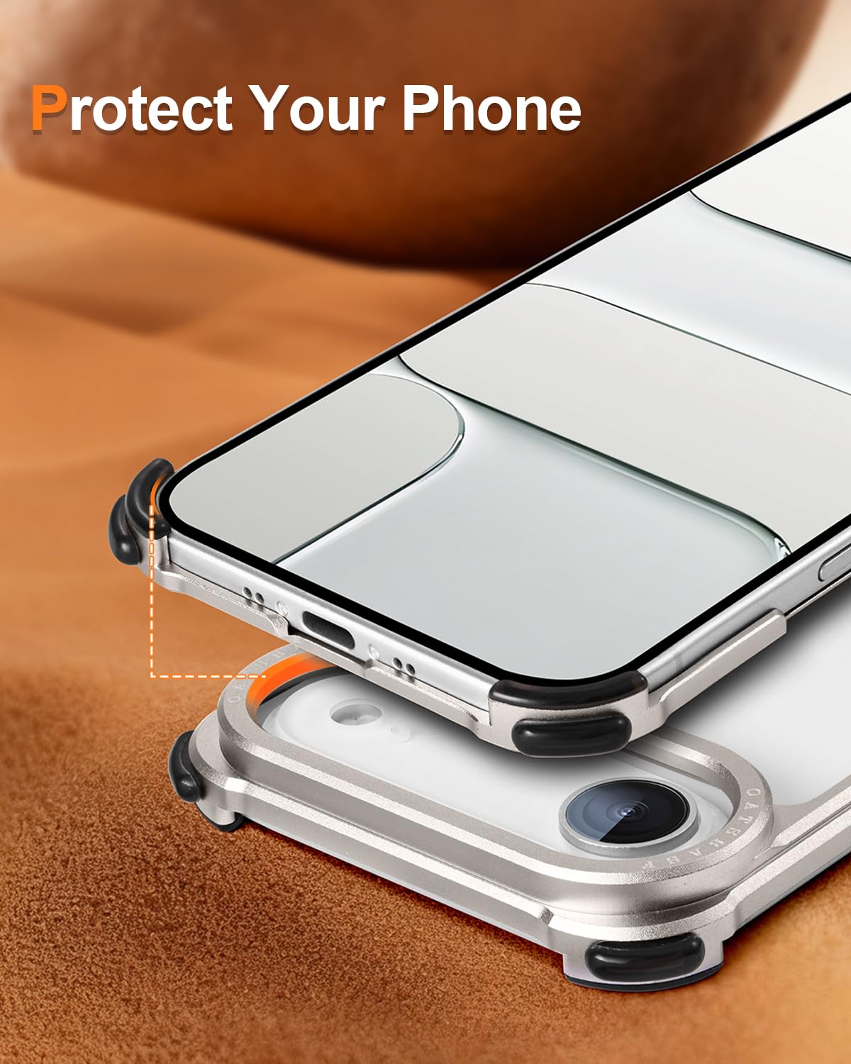 OATSBASF for iPhone 17 Pro Max Bumper Case, No Back Design, Aluminum Frame Slim Fit, Compatible with MagSafe, 4 Corner Shockproof Protection, Natural Titanium