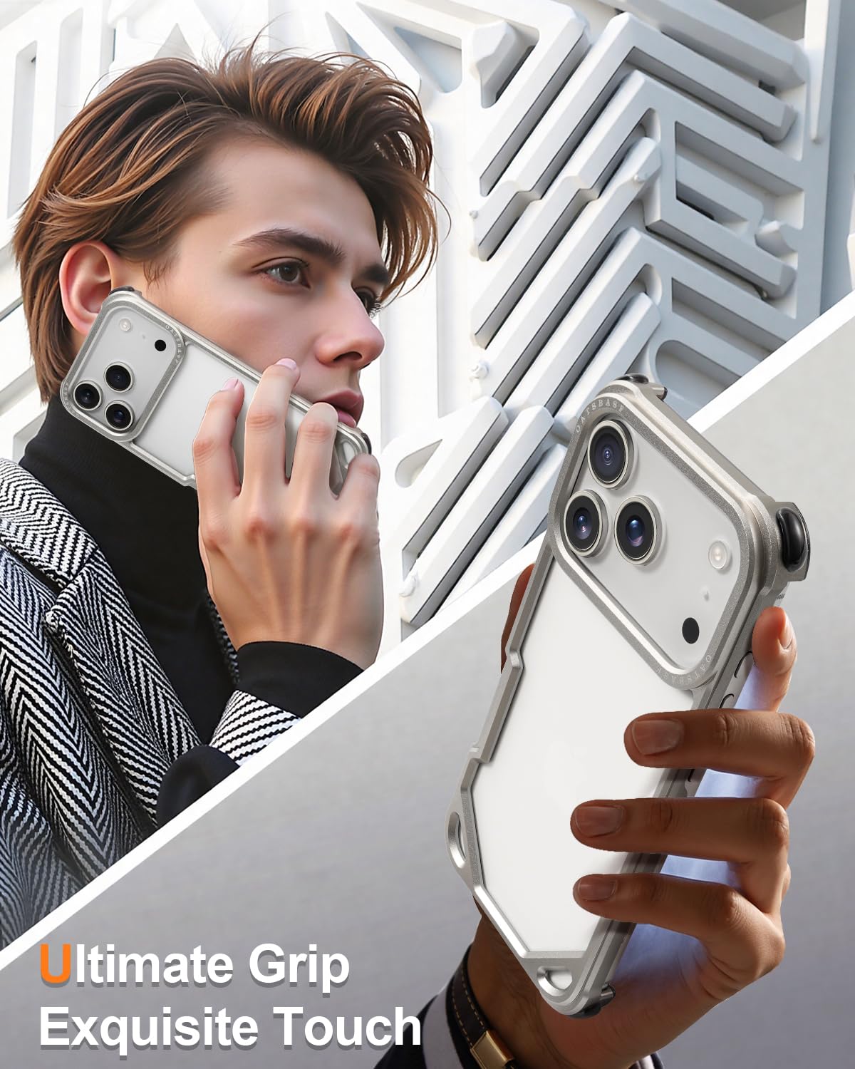 OATSBASF for iPhone 17 Pro Max Bumper Case, No Back Design, Aluminum Frame Slim Fit, Compatible with MagSafe, 4 Corner Shockproof Protection, Natural Titanium