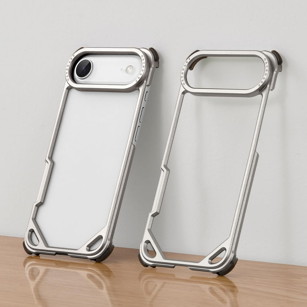 OATSBASF for iPhone 17 Pro Max Bumper Case, No Back Design, Aluminum Frame Slim Fit, Compatible with MagSafe, 4 Corner Shockproof Protection, Natural Titanium