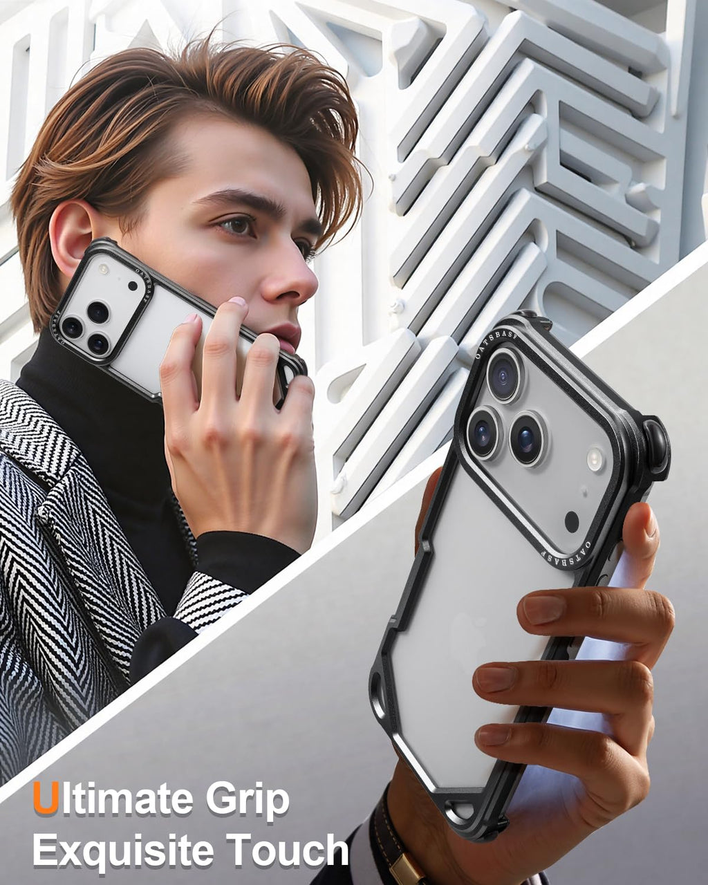 OATSBASF for iPhone 17 Pro Max Bumper Case, No Back Design, Aluminum Frame Slim Fit, Compatible with MagSafe, 4 Corner Shockproof Protection, Natural Titanium