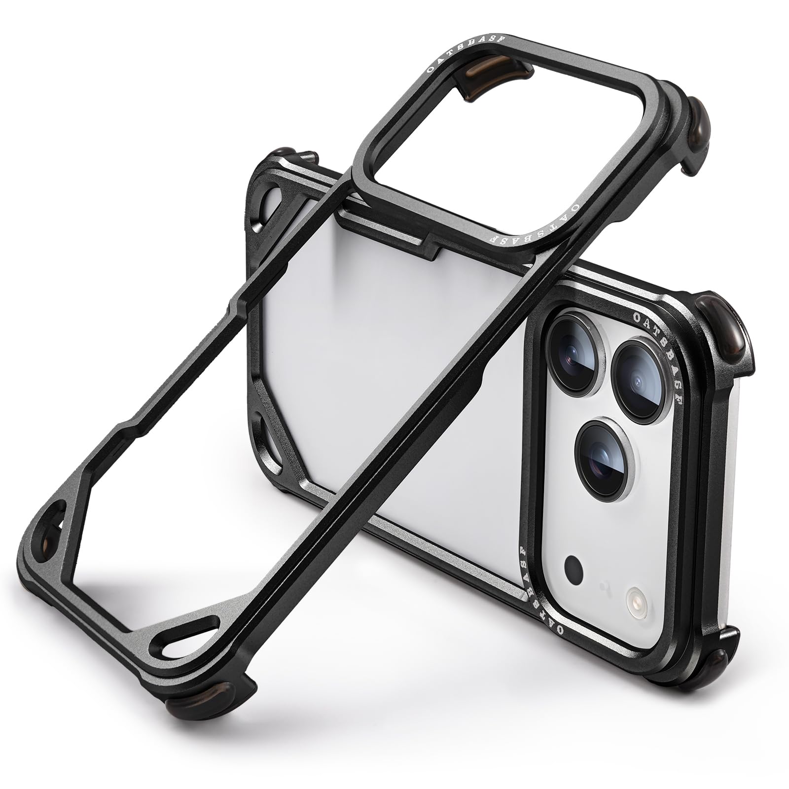 OATSBASF for iPhone 17 Pro Max Bumper Case, No Back Design, Aluminum Frame Slim Fit, Compatible with MagSafe, 4 Corner Shockproof Protection, Natural Titanium